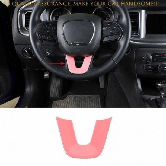 For Dodge Charger 2015-2024 Light Pink Steering Wheel U Type Cover Trim 1PCS