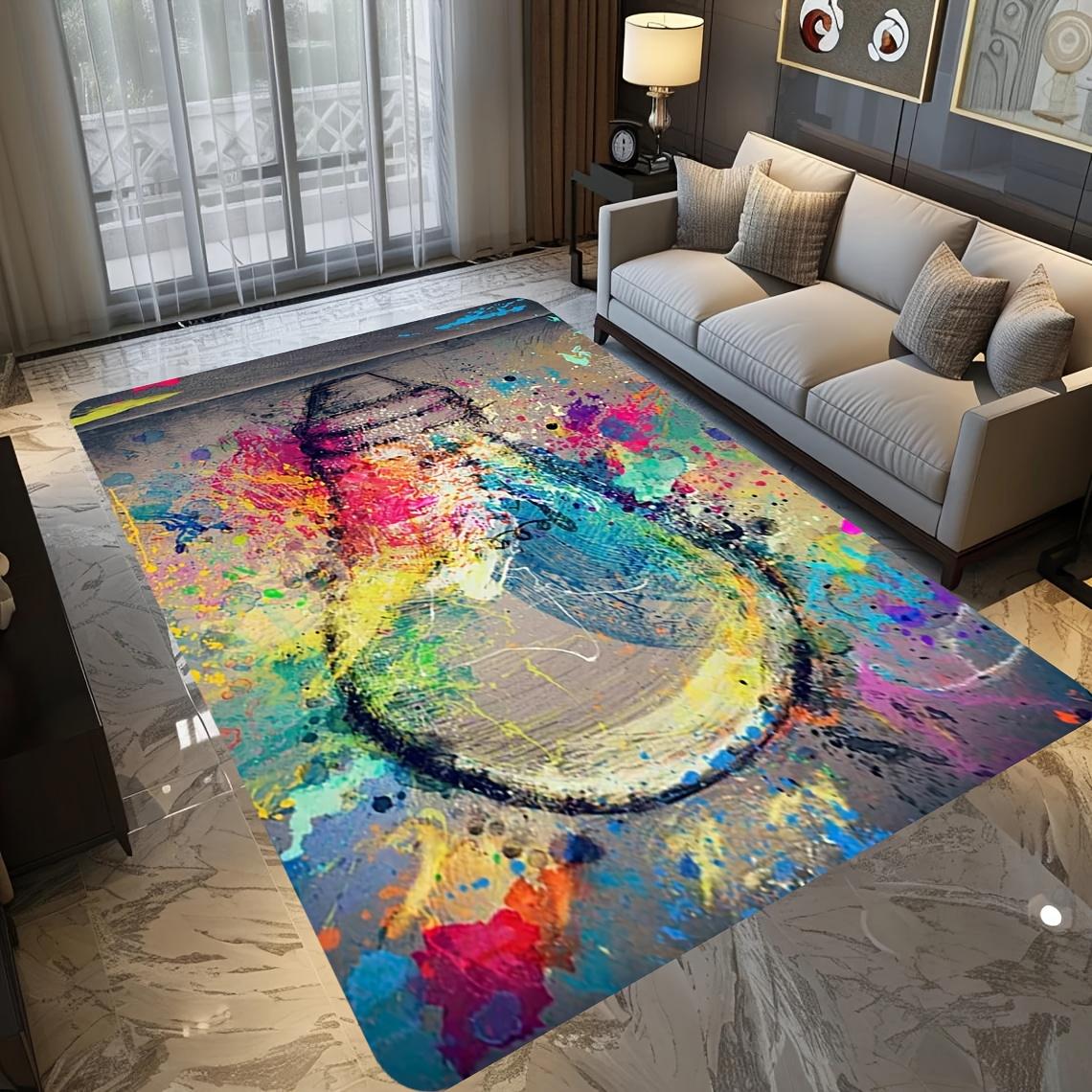 

Inspiration Light Bulb Graffiti Flannel-printed floor mats are slip-resistant Suitable for living room bedroom terrace carpets 60x90cm