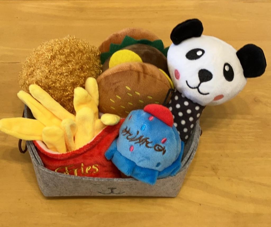 BLUE STARZ 13923 Dog Toy Hamburger Plush Toy for Small and Medium Squeaky Chew Stress Exercise Dental One Burger Set Hamburger Set, Dogs, Toy, Relief,