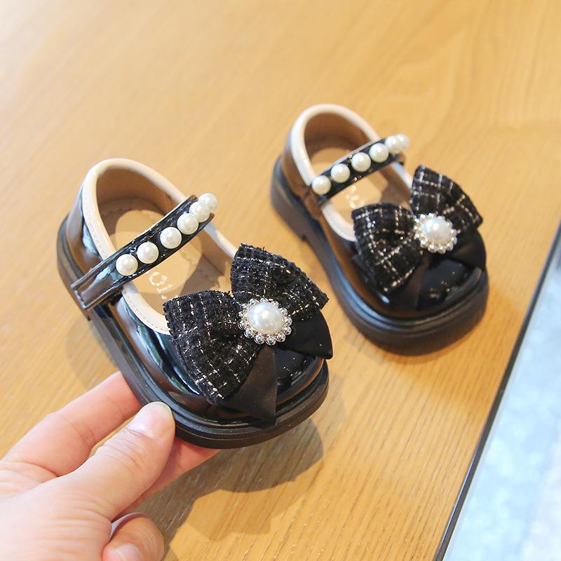 

Ботинки Bow Baby Learning Shoes Spring & Autumn - Мягкая, нескользящая кожа для девочек Size 17 - Inner length 12.5 cm чёрный
