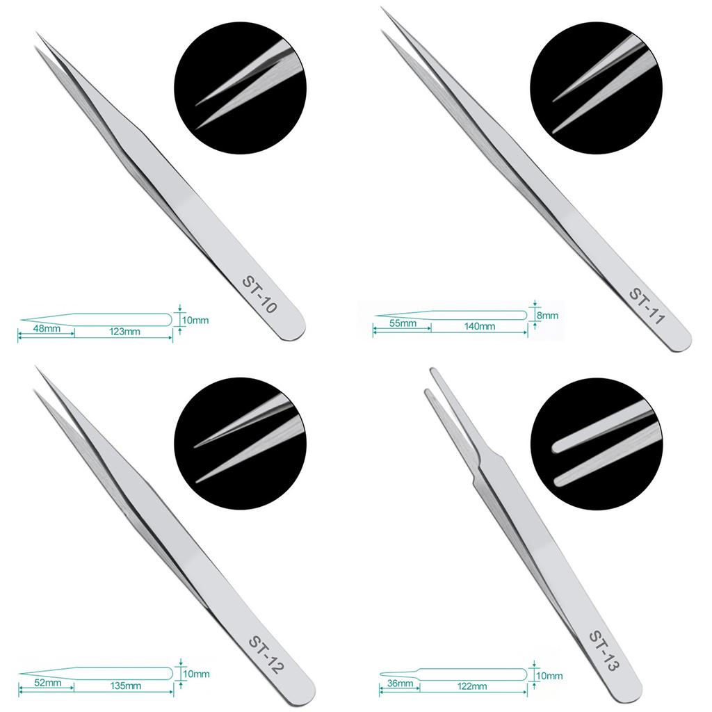Stainless Steel Anti-iodine Tweezers Long Straight Forceps 12.5cm-30cm Straight Elbow Head Tools