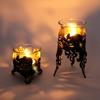 Dinner Atmosphere Decoration Iron Tealight Candle Cup Vintage Glass Old Carved Hollow Candlestick