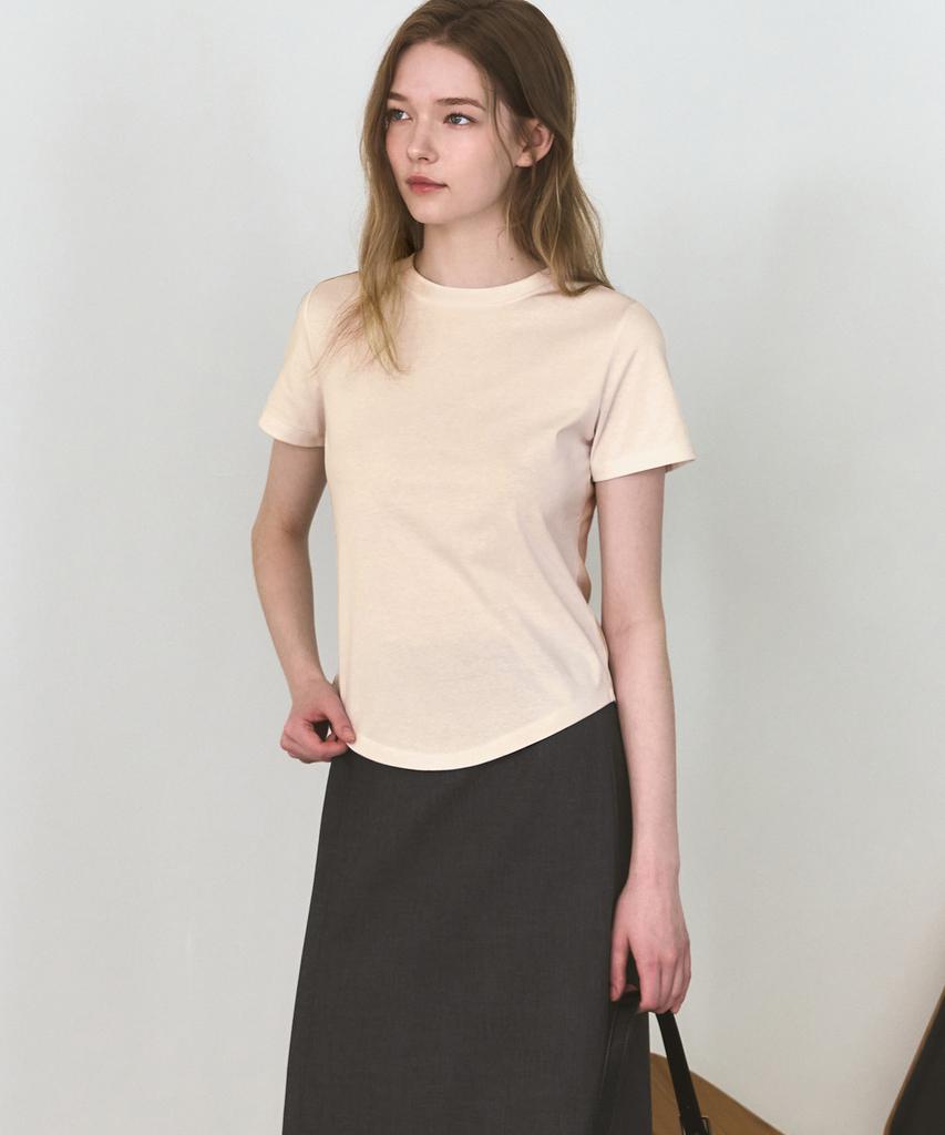 Deuloupisumeon Supima Silket Slim Short Sleeve T-Shirt [Beige]