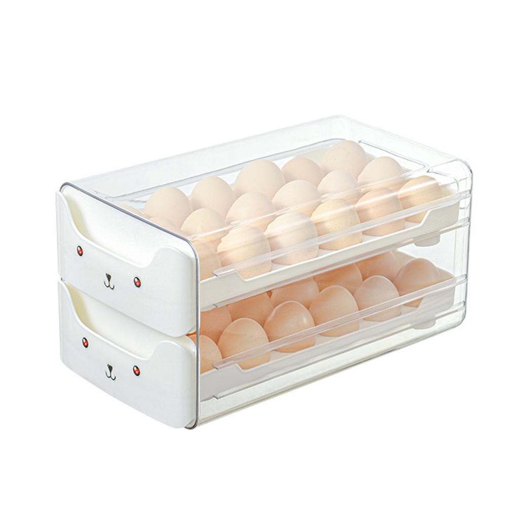 Egg Container Double Layer Drawer Plastic Stackable Clear Egg Storage Box for Fridge Refrigerator