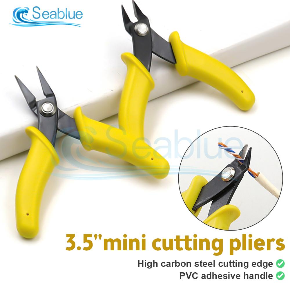 Mini Diagonal Pliers Electronic Pliers 3.5'' Wire Cutter Cutting Wires Insulating Rubber Handle Model Pliers with Lock Nipper