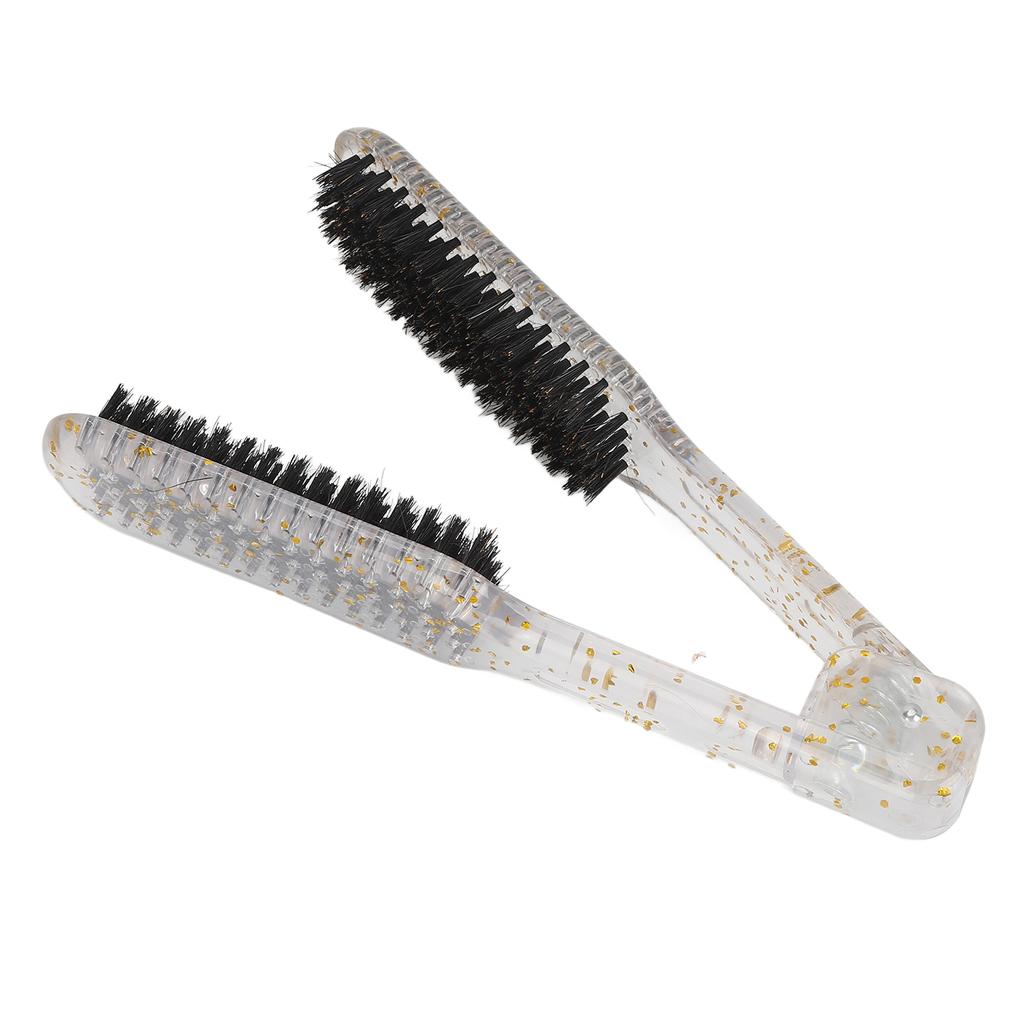 Double Sided Brush Clamp Ergonomic Handle Anti Static Nylon Hair Straightening Splint Brush
