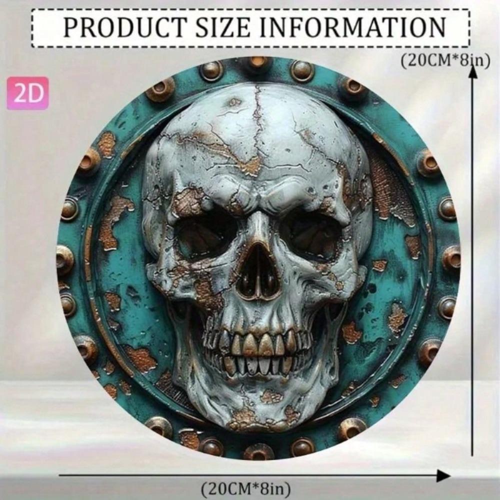 Vintage Blau Totenkopf Metallschild 20x20cm Retro Bar Cafe Man Cave Wanddekor