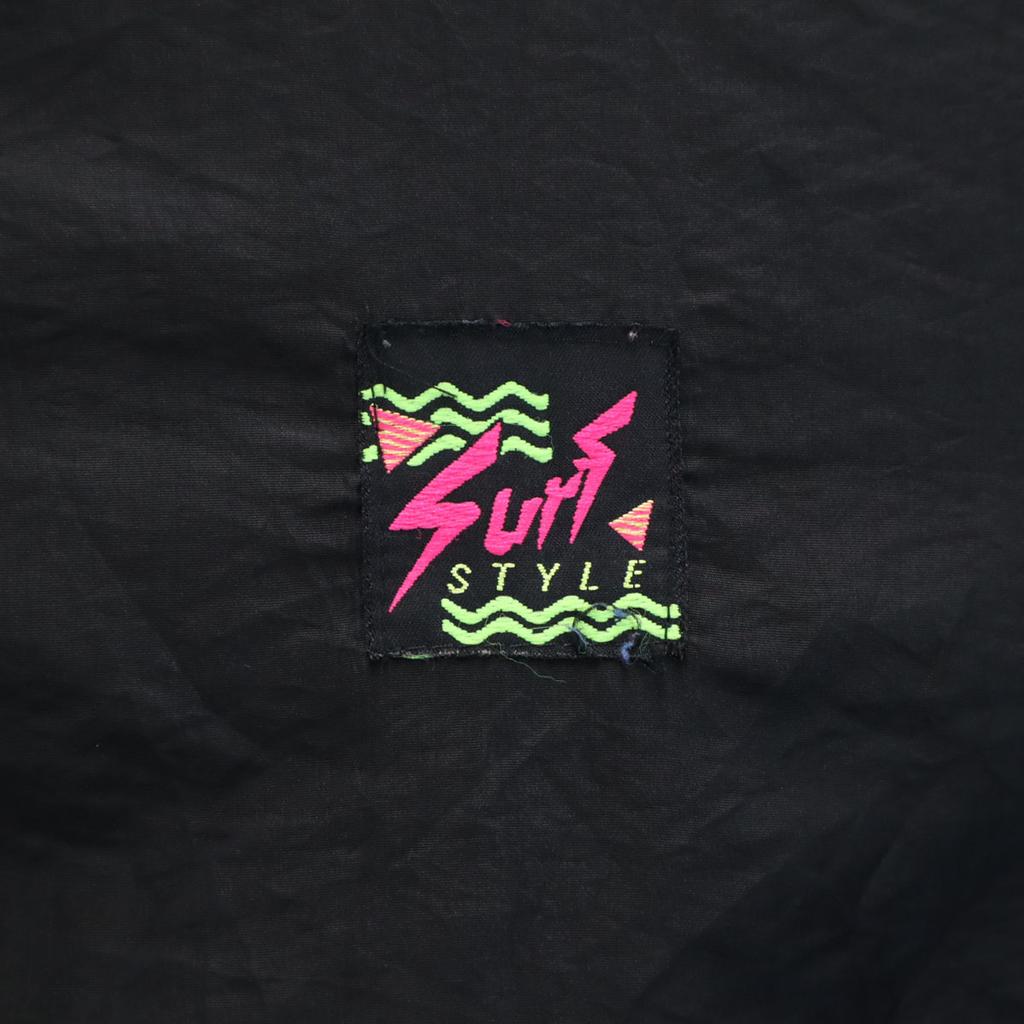 Surf STYLE 90s Old USA Made Half Zip Jacket ONE SIZE Black Pullover Men's Used