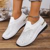 Woman Sneakers Plus Size Breathable Mesh Sneakers Woman 2025 New Shining Crystal Flats Shoes Women Spring Soft Sole Sports Shoes