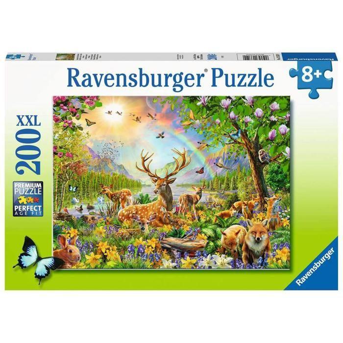 Puzzle 200 pièces XXL : Famille de cerfs et autres animaux