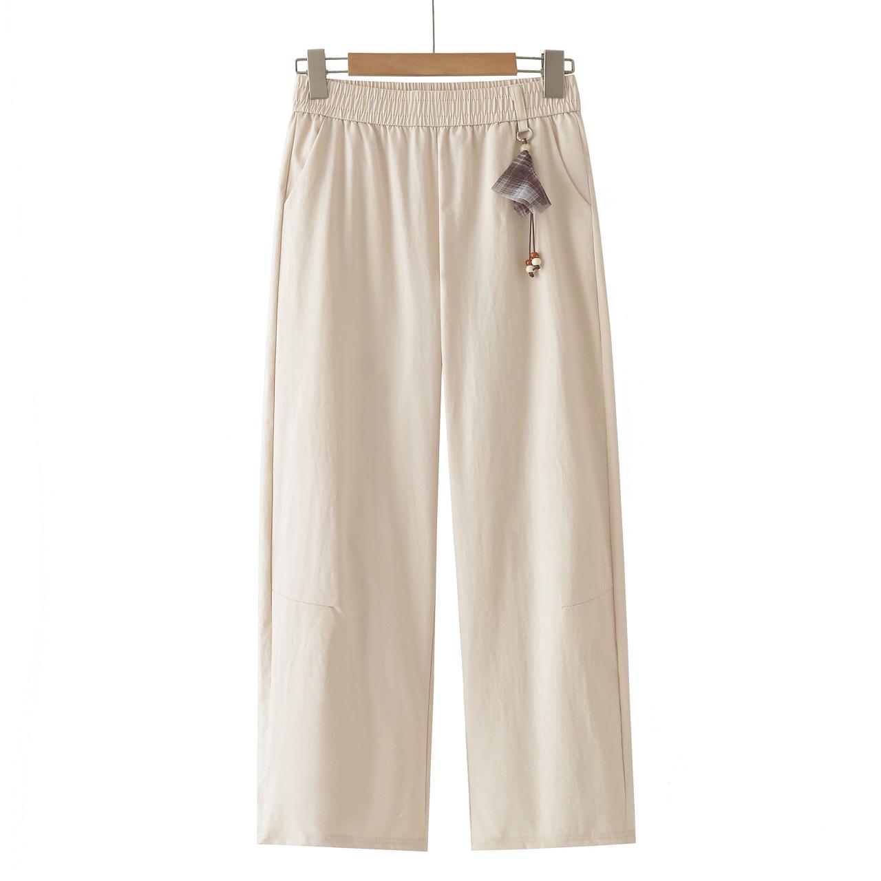 

2026 New High-Waisted Elastic Straight-Leg Summer Pants for Middle-Aged Moms 4XL (130-145 jin) брудно-білий