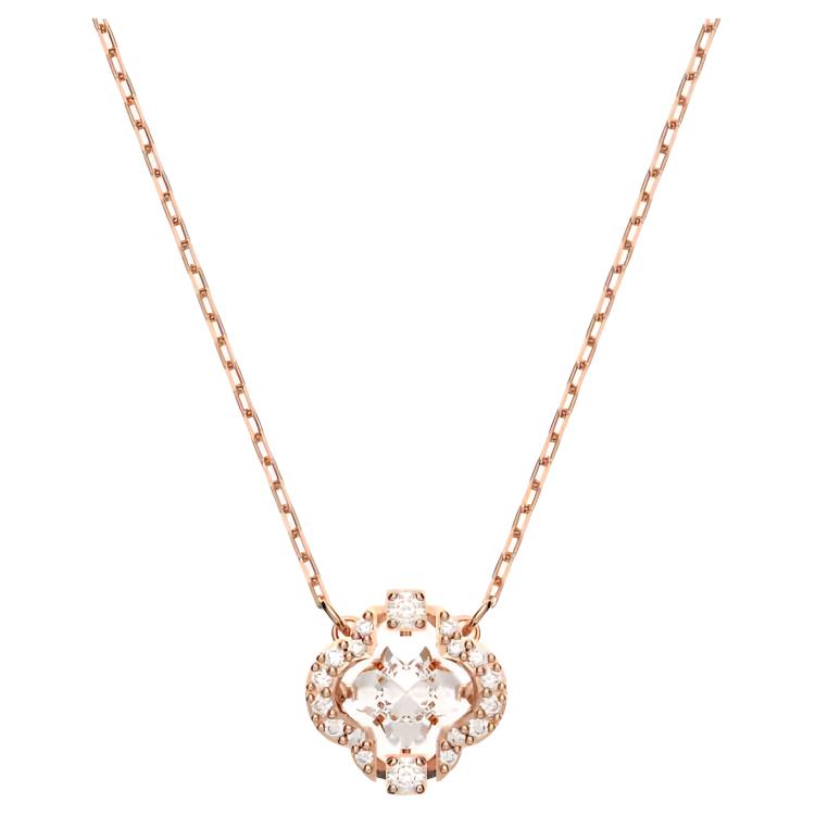 Swarovski Una Lucky Four Leaf Clover Crystal Necklace Women necklace Rose-Gold 5642928 Box (Random Color)