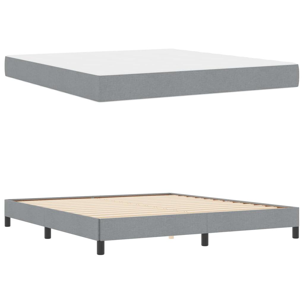 Box Spring Bed Light Grey 180 x 200 cm Fabric