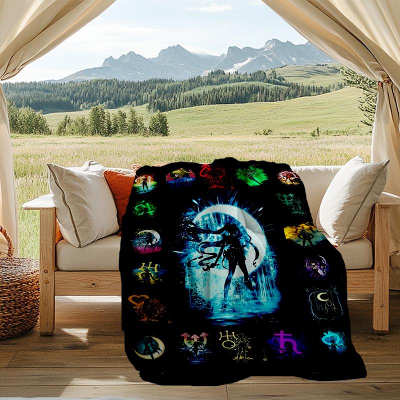 Fantasy Creatures Print Flannel Blanket, Soft Warm Lightweight Throw Blanket for Living Room,Sofa Bed Camping Office