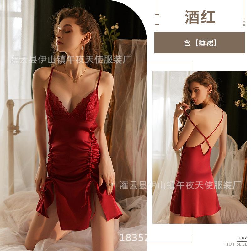 Sexy lace suspender skirt, exposed chest ladies home sex skirt, temptation uniform generation hair