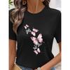 European Sizes Summer Casual Short-Sleeve Women'S Top with a Round Neck, Featuring Animal Print Design