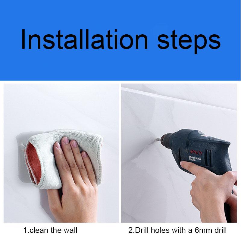 Silver Black Robe Hook Towel Rails Bar Rack Shelf Tissue Paper Holder Stainless Steel Bathroom Hardware Set Drill Accessories