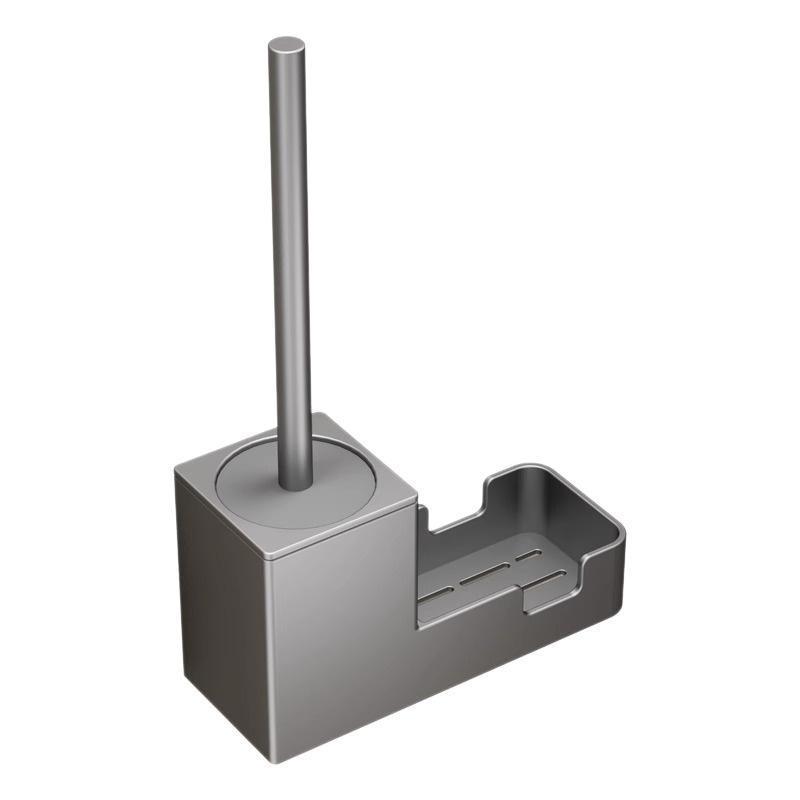 Space Aluminum Wall-Mounted Toilet Brush Set - No Dead Angle, Punch-Free Cleaning Solution