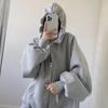 Women's 2022 Korean Style Loose Thin Plus Velvet Hooded Sweatshirt