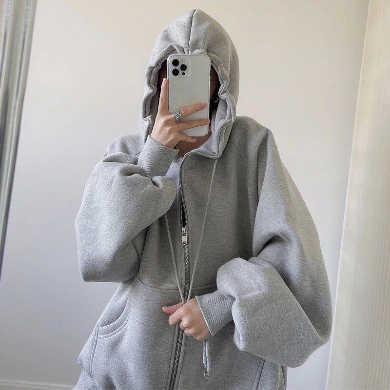 Women's 2022 Korean Style Loose Thin Plus Velvet Hooded Sweatshirt