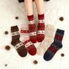 5 Pairs Women Winter Warm Socks Retro Fashion Middle Tube Deer Print Thick Rabbit Sheep Wool Socks Christmas Elk New Year's Sock