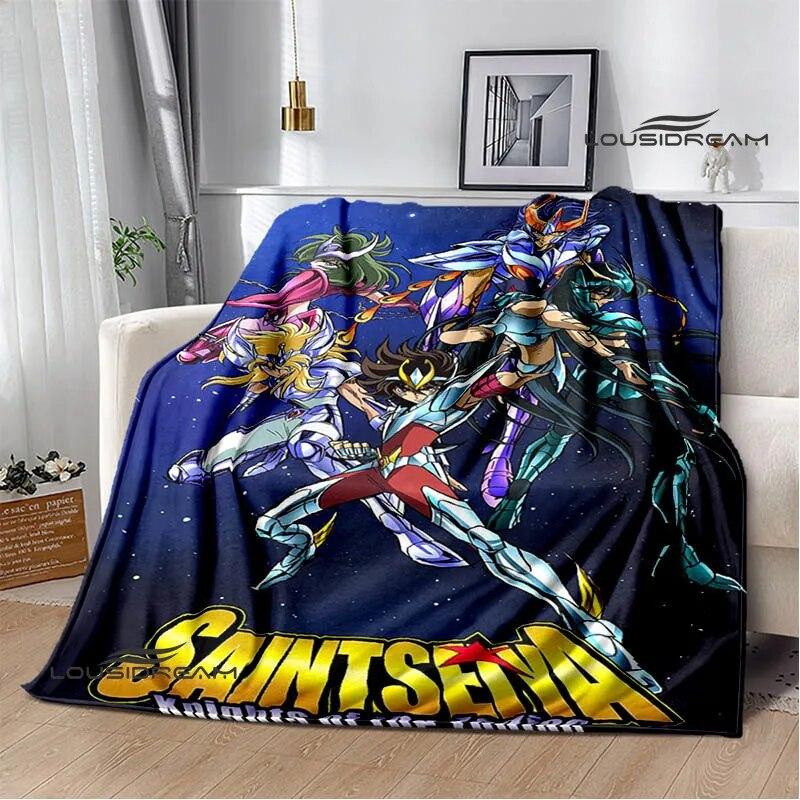 Knights of the Zodiac Cartoon Printed Blanket Flannel Warm Blanket Soft and Comfortable Blanket Bed Linings Birthday Gift