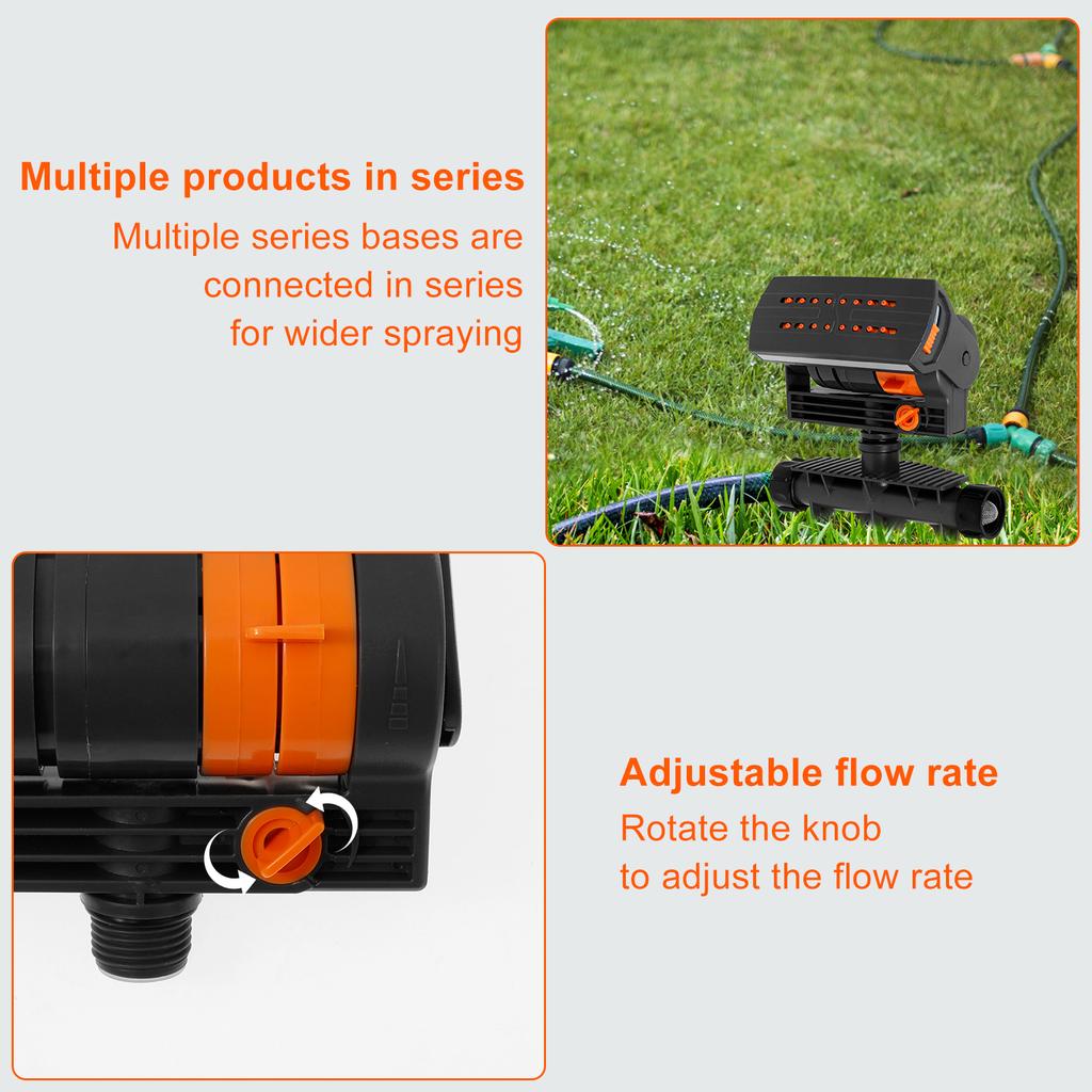 Lawn Water Sprinkler 16 Hole Automatic Oscillating Grass Sprinkler with Filter 4 Mode Adjustable Spray Range for Vegetable