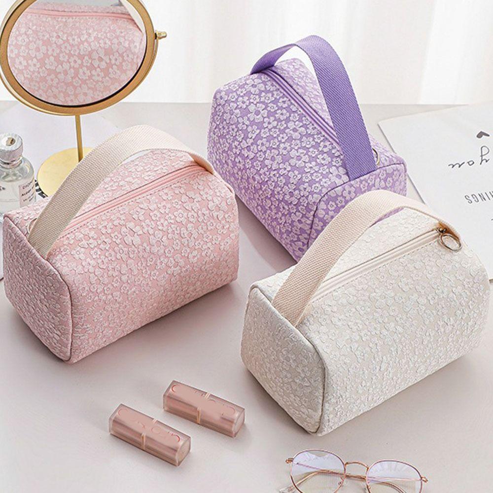 Zipper Cosmetic Storage Bag Candy Color Wpmen Toiletries Bag Floral   Makeup Bag  Women