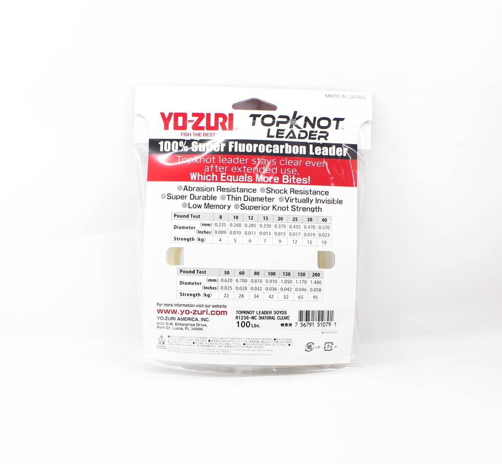 Yo Zuri Duel Topknot Leader Fluorocarbon 100lb 30yds 0.91mm R1236-NC (0791)