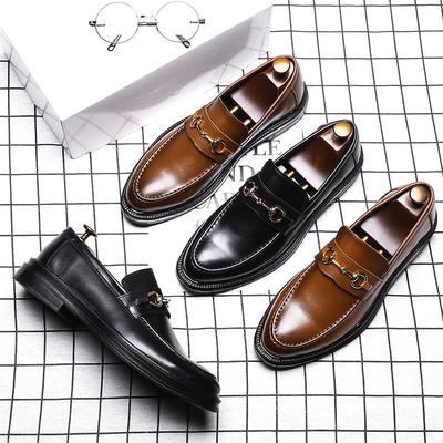 Wersja Koreańska Modne Szpiczaste Casualowe Skórzane Buty Zakrywają Stopy Biznesowe Leniwe Męskie Buty Model Pojedynczego Buta 85136-G