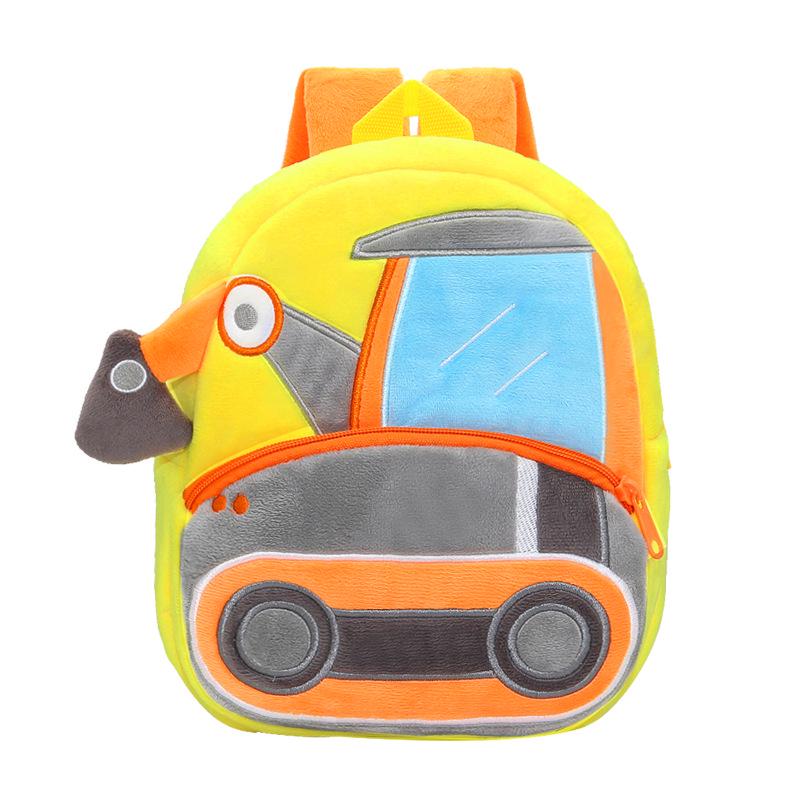 Kids' Plush Bulldozer Excavator Backpack: Cute, Durable School Bag for Boys & Girls