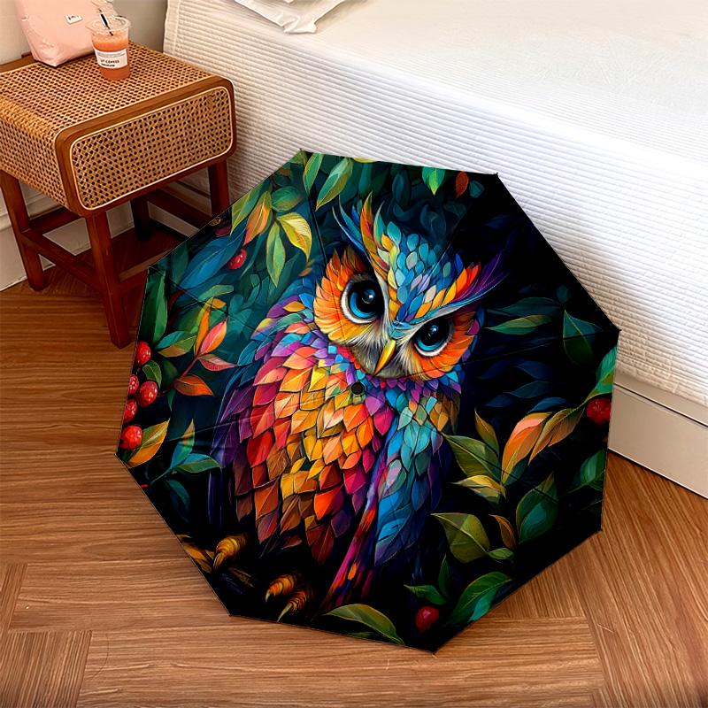 

1 PC Automatic Folding Umbrella - Owl Pattern, Portable & Foldable Design with 8 Ribs, Christmas Birthday Gifts