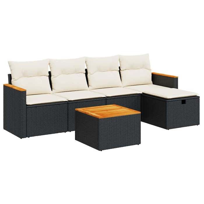 VidaXL Garden Lounge Set 6 Pcs with Cushions Black Braided Resin 3325906