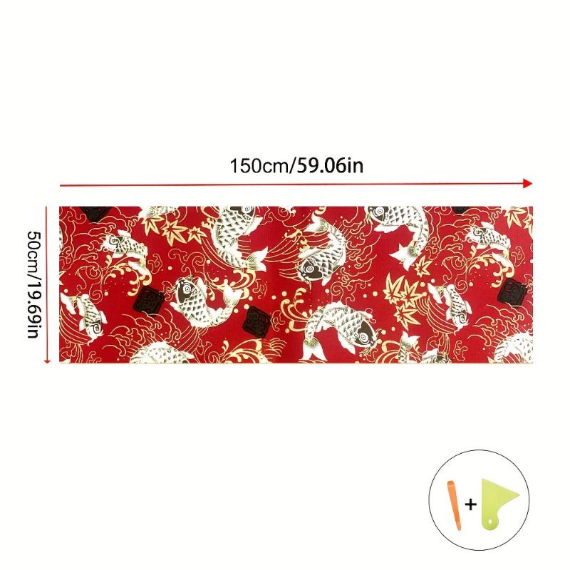 1Pcs High Grade Wear-Resistant Car Dashboard Door Panel Ceiling Decor Fabric Self-Adhesive Black Koi Fish Car Interior Sticker