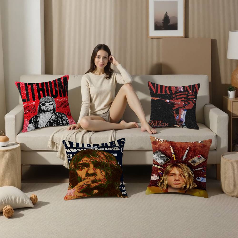 Hot N-Nirvana-K-KurtS Cobain Personalized Pillow Dust Cover Bedroom Kids Party Decoration Pillowcase Birthday Children Gift