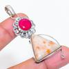 Natural Sunstone, Jade Gemstone 925 Sterling Silver Jewelry Pendant 2.44" ZS-405