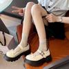 Fashion Shoes Female 2025 Mary Janes Women's High Heel Platform Dress Pumps Women Bow Tie Round Toe Med Heel Buckle Strap Shoes Women
