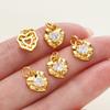 2Piece/Pack 18K Gold Color Plated Heart Charms Pendants with Zircon for DIY Bracelet Necklace Jewelry Making Accessories