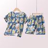 Slim Fit Summer Cotton Silk Pajama Set - Short Sleeve & Shorts for Kids, Boys, Girls- Parent-Child Homewear