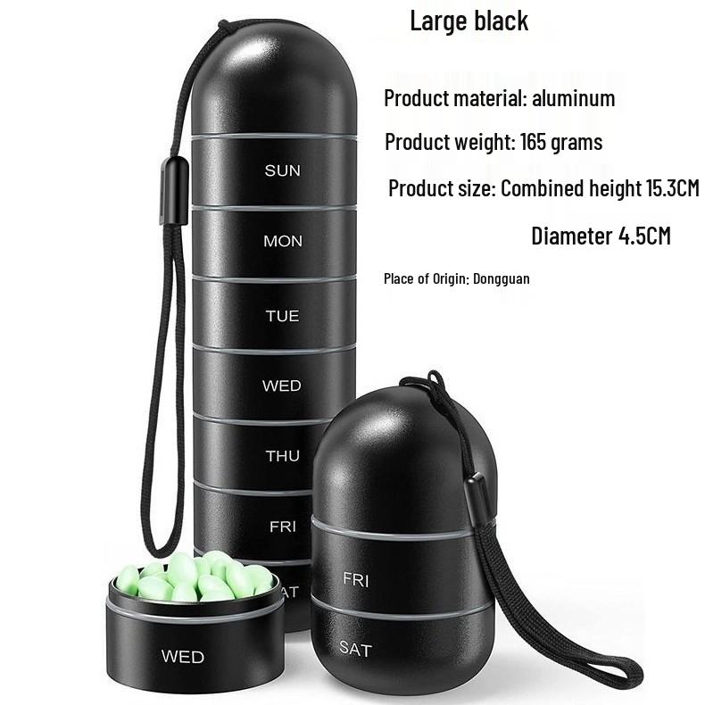 Compact Metal Weekly Pill Box for Travel and Elderly - Convenient, Sealed, Portable Storage