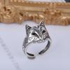 Yin Taifei Silver Fox Demon Mask Ring - Women's Peach Blossom Attraction, Cat Face Fox, Japanese Style Accessory.