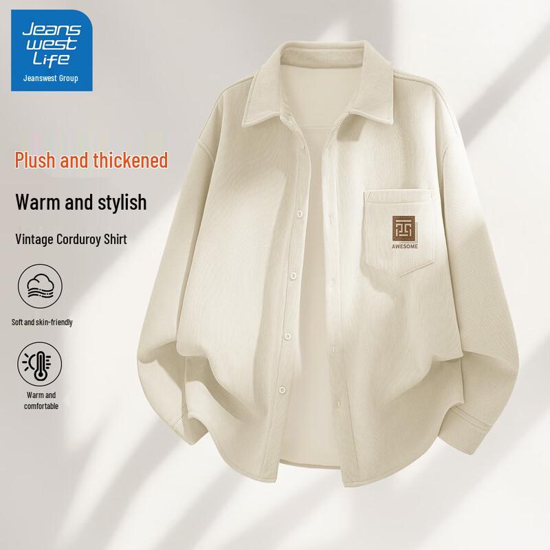

JEANSWEST LIFE Men s Fleece-Lined Corduroy Shirt L