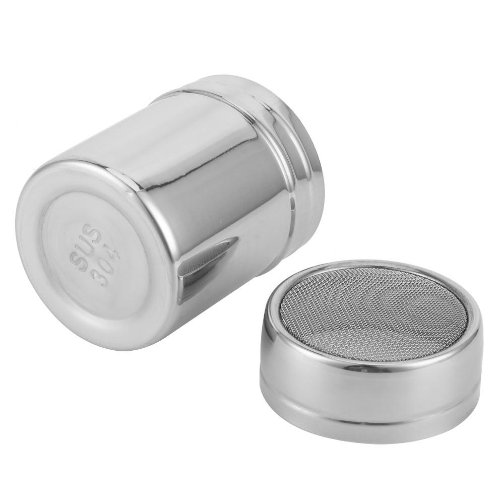 2pcs 304 Stainless Steel Powdered Sugar Shaker With Lid Flour Sifter Duster  For Kitchen