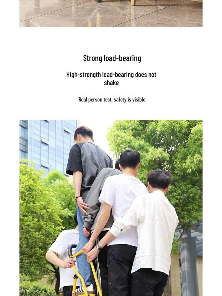 Extra Wide Folding Ladder with Handrails - Portable Indoor Step Ladder for Elderly