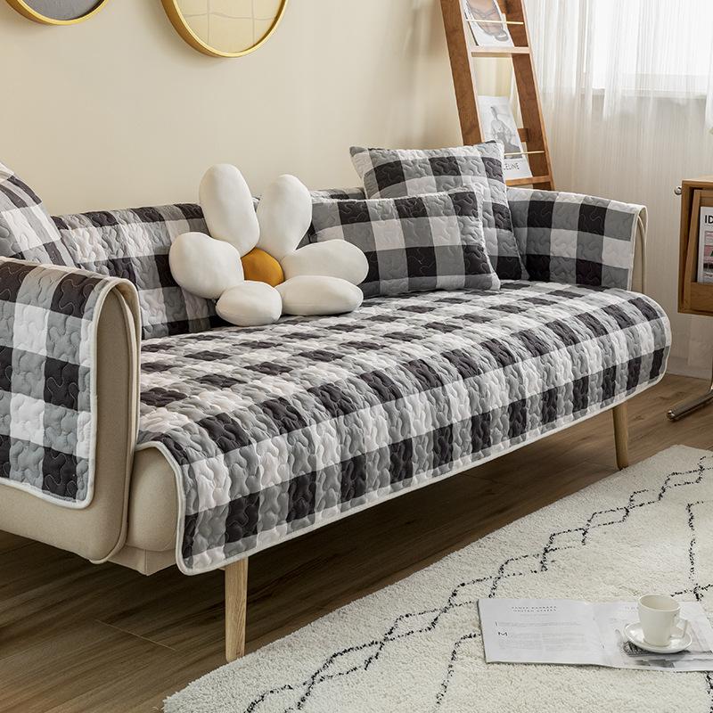Plaid Sofa Cushion Four Seasons Universal Non-Slip Simple Modern All-Inclusive Anti-Scratching Cute Cushion Set Cover Cloth
