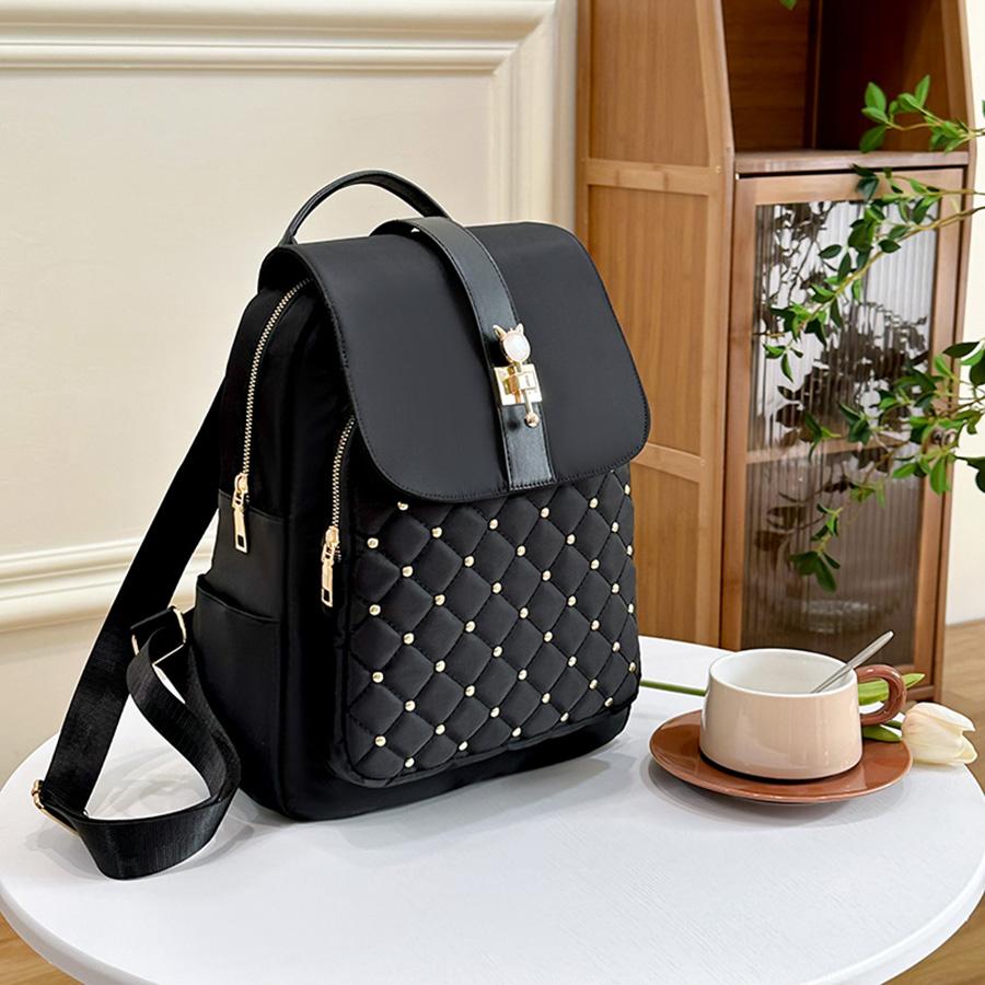 Hohe Qualität Nylon Wasserdichte Rucksack Frauen Casual Lides Schulter Tasche Niet Dekoration Schule Taschen Für Jugendliche Mädchen Mochilas