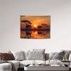 African Elephant Sunset Tapestry 2D Digital Print Polyester Wall Hanging Living Room Bedroom Office Decor with Hooks