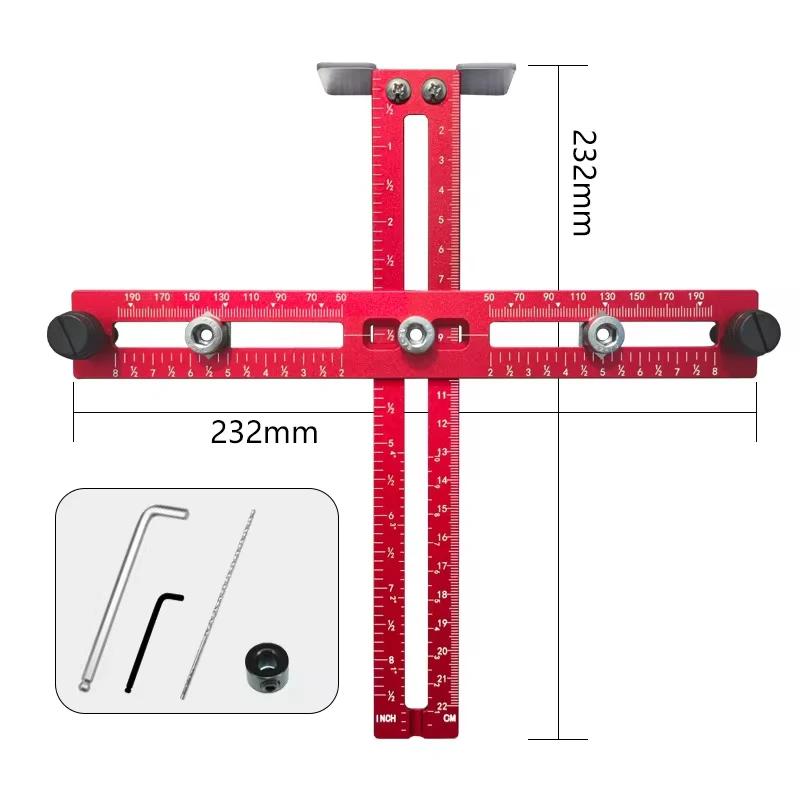 Metric/Inch Handle Template Jig Drill Guide Cabinet Handle Knob Template Locator PunchTool Drawer Installation Positioning Ruler