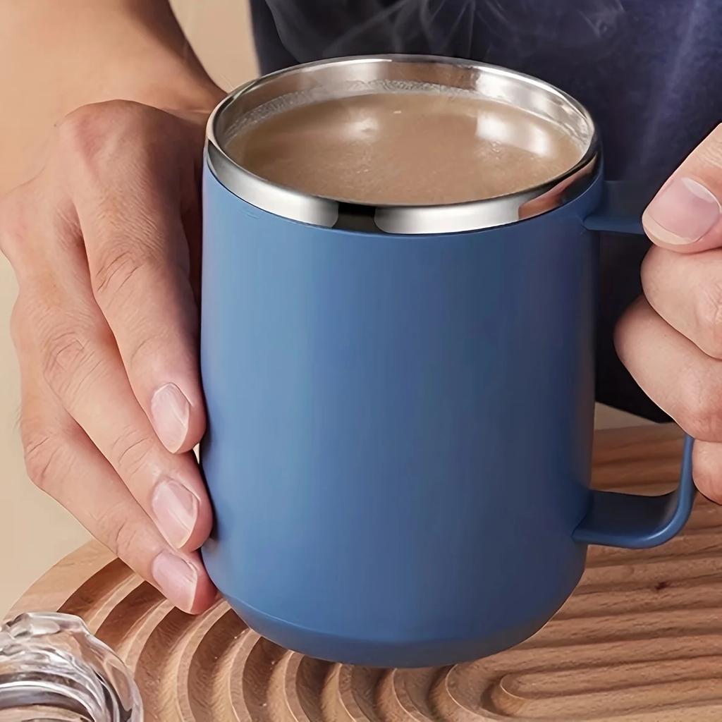 1pc-Coffee cup with handle, 304 stainless steel coffee cup, water cup, summer and winter drinks, gift