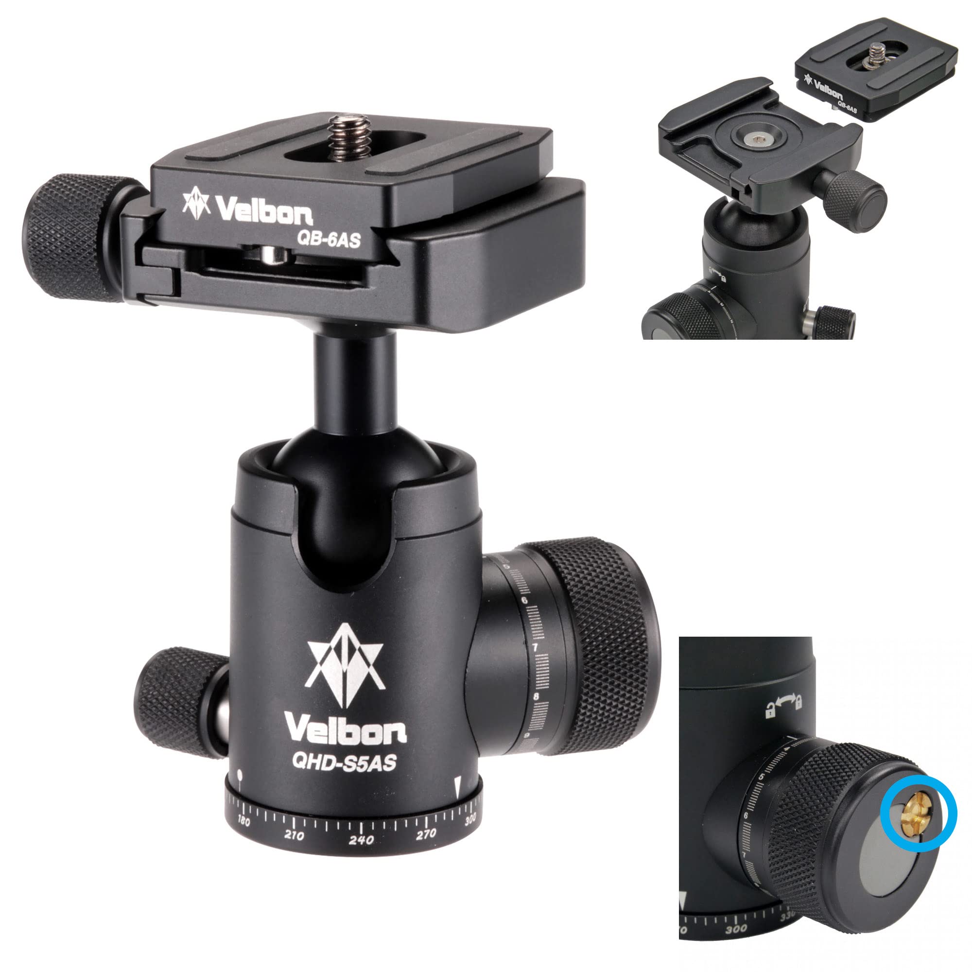 

Velbon free head AZ compatible Machined aluminum Equipped with torque adjustment mechanism Ball head SLR mirrorless camera head Horizontal pan чорний